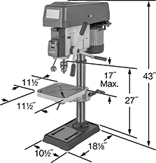 Image of Product. Front orientation. Contains Annotated. Drill Presses. Economy Bench-Mount Drill Presses, 15" Maximum Workpiece Diameter.