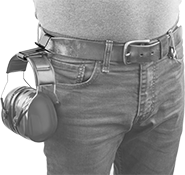 Image of ProductInUse. Clip Shown With Earmuffs (Sold Separately). Front orientation. Earmuff Clips.