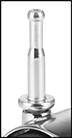 Image of Attribute. Tapered Round Stem. Front orientation. ZoomedIn view. Contains Border. For Tapered-Round Stems. Mounting Sockets for Friction-Grip Stem Casters.