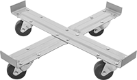 Image of Product. Style A. Front orientation. Drum Dollies. Cross-Brace Drum Dollies, Painted Steel Body, Smooth Platform—Lipped, Style A.