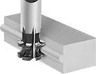 Image of ProductInUse. Concave-Radius Cut Style. Front orientation. Concave-Radius Cut Style. Concave-Radius End Mills.