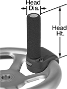Image of ProductInUse. Pin Grip, Rim Mount. Front orientation. Contains Annotated. Steering Wheel Knobs. Pin Grip, Rim Mount.