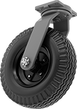 Image of Product. Swivel. Front orientation. 1 Wheel. High-Capacity Pneumatic Casters with Rubber Wheels, Swivel.