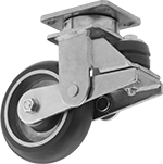Image of Product. Tread-on-Core Wheel. Front orientation. Tread-on-Core Wheel. High-Capacity Shock-Absorbing Casters with Polyurethane Wheels.