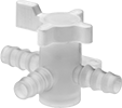 Image of Product. Front orientation. T-Pattern Flow. Diverting Valves with Barbed Fittings for Chemicals .