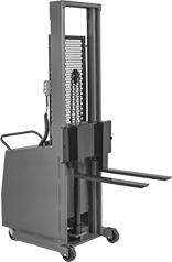 Image of Product. Front orientation. Lift Trucks. Battery-Operated Lift Trucks with Forks, Counterbalanced Base.