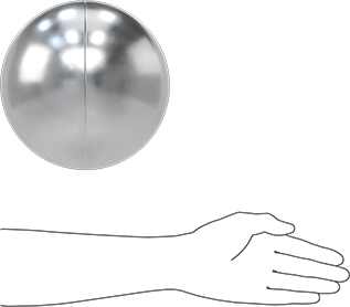 Image of Product. Side1 orientation. Contains SizingReference. Float without Connections, 304 Stainless Steel, 8" Diameter.