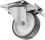 Image of Product. Swivel with Total Lock. Front orientation. Swivel Casters. Corrosion-Resistant Casters with Polyurethane Wheels, Wheel Brake and Swivel Lock (Total Lock).