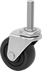Low-Profile Threaded-Stem Casters with Rubber Wheels 