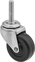 Image of Product. Front orientation. Casters. Low-Profile Threaded-Stem Casters with Rubber Wheels, Swivel.
