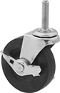 Image of Product. Swivel with Brake. Front orientation. 1 Wheel. Threaded-Stem Casters with Rubber Wheels, Swivel with Brake.