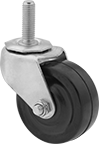 Image of Product. Swivel. Front orientation. 1 Wheel. Threaded-Stem Casters with Rubber Wheels, Swivel.