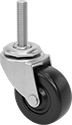 Image of Product. Back orientation. Casters. Low-Profile Threaded-Stem Casters with Rubber Wheels, Swivel.