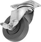 Image of Product. Swivel with Brake. Front orientation. Casters. Mighty-Lite Casters with Rubber Wheels, 1 Wheel, Swivel with Brake.
