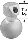 Image of Product. Front orientation. Contains Annotated. Coolant Nozzles. High-Pressure Machine-Mount Coolant Nozzles with Ball-Socket Connection, Style E.