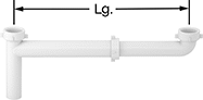Image of Product. Side1 orientation. Contains Annotated. Dual-Connection Sink Drain Outlets. Dual-Connection Sink Drain Outlets, End Outlet with 5" Max. Horizontal Adjustment.