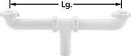Image of Product. Front orientation. Contains Annotated. Dual-Connection Sink Drain Outlets. Dual-Connection Sink Drain Outlets, Center Outlet, Polypropylene.