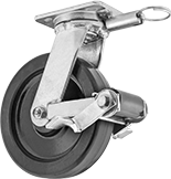 Image of Product. Swivel with Brake and Swivel Lock. Front orientation. Swivel Casters. High-Capacity Spartan Casters with Phenolic Wheels, Wheel Brake, Swivel Lock.