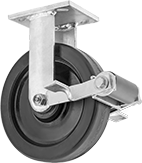 Image of Product. Rigid with Brake. Front orientation. Rigid Casters. High-Capacity Spartan Casters with Phenolic Wheels, Wheel Brake.