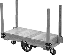 Image of Product. Front orientation. Platform Trucks. Platform Trucks with Corner Stakes, Wood Platform.