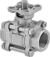 Image of Product. Three Piece (Shown Assembled). Front orientation. Valve Bodies. On/Off Valve Bodies, Three Piece.