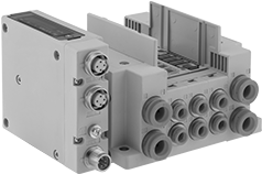 Image of Product. Front orientation. Directional Control Valves. Modular Air Directional Control Valves with Air and Electrical Manifolds , Manifolds, M12 Connection.