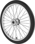 Image of Product. Front orientation. Wheels. Spoked Pneumatic Wheels .