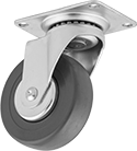 Image of Product. Swivel. Front orientation. Casters. Debris-Guard Casters with Rubber Wheels, 1 Wheel, Swivel.