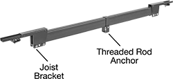 Image of Product. Front orientation. Contains Annotated. Threaded Rod Hanger Beams.