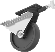 Image of Product. Swivel with Right Side Brake and Swivel Lock. Front orientation. Right-Side Brake. High-Capacity Kingston Casters with Phenolic Wheels, Swivel Lock, Swivel Casters, Wheel Brake.