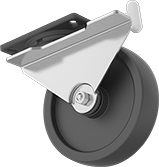 Image of Product. Swivel with Left Side Brake and Swivel Lock. Front orientation. Left-Side Brake. High-Capacity Kingston Casters with Phenolic Wheels, Swivel Lock, Swivel Casters, Wheel Brake.