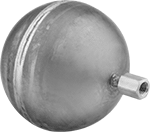 Image of Product. Front orientation. Floats. Floats for Threaded Rods, Copper Ball Floats.