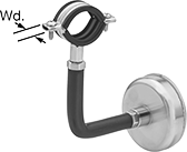 Image of Product. 90° Angle. Front orientation. Contains Annotated. Routing Clamps. Magnet-Mount Vibration-Damping Routing Clamps, 90° Angle Bracket.