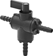 Image of Product. Front orientation. L-Pattern Flow. Diverting Valves with Barbed Fittings for Chemicals .