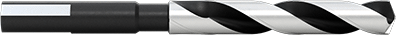 Image of Product. Side1 orientation. Black-Oxide High-Speed Steel 1/2" Diameter Reduced-Shank Drill Bit, with Flats on Shank, 17/32" Size, 6" Overall Length .