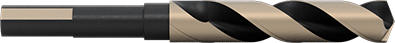 Image of Product. Side1 orientation. Black-Oxide High-Speed Steel 1/2" Diameter Reduced-Shank Drill Bit, with Flats on Shank, 21/32" Size, 6" Overall Length .