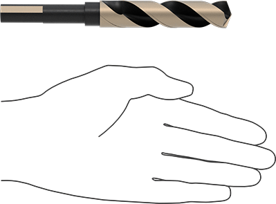 Image of Product. Side1 orientation. Contains SizingReference. Reduced-Shank Black-Oxide High-Speed Steel Drill Bit, Jobbers', 23/32" Bit Size, Split.