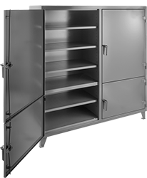 Image of Product. With 4 Doors. Front orientation. Cabinets. Extra Heavy Duty Compartmented Shelf Cabinets with Individually Locking Doors, Stationary, With 4 Doors—Assembled.