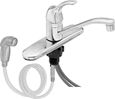 Image of Attribute. Style N (Shown with Sprayer). Front orientation. Sink Faucets. Single-Inlet Sink Faucets, Bottom Inlet—Sink Mount, Style N.