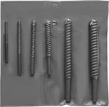 Image of Product. Front orientation. Drill Bits. Chip-Clearing Carbide-Tipped Drill Bit Sets for Masonry and Concrete, Round Shank for Hammer and Rotary Drilling.
