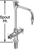 Image of Attribute. Style J (Shown with Barbed Spout Outlet). Front orientation. Contains Annotated. Sink Faucets. Single-Inlet Sink Faucets, Bottom Inlet—Sink Mount, Style J.