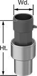 Image of Product. Front orientation. Contains Annotated. Pressure Transmitters. Absolute Pressure Transmitters, 0V DC to 5V DC Output Voltage—Aptiv MP 150 Plug Connection.