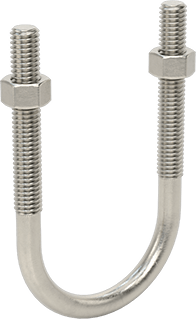 Image of Product. Front orientation. 316 Stainless Steel U-Bolt, 3/8"-16 Thread Size, 2" ID.