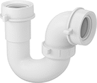 Image of Product. Front orientation. Sink Drain Traps. Sink Drain Traps with Outlet Elbow, White Polypropylene, P-Trap.