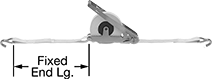 Image of Product. Front orientation. Contains Annotated. Ratchet Straps. Retractable Ratchet Straps, S-Hook, Style B.