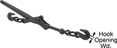 Image of Product. With Grab Hook Fittings. Front orientation. Contains Annotated. Load Binders. Quick-Tighten Lever Load Binders, Grab Hook.