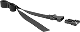 Image of Product. Front orientation. Exploded view. Cinching Straps. Cinching Straps, Plastic Squeeze-Release Buckle.