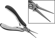 Image of Product. Front orientation. Contains Inset. Long-Nose Pliers. Precise-Control Long-Nose Pliers, Slim Nose with Flat Jaw, Ultra Grip.