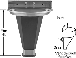 Image of Product. Front orientation. Contains Annotated. Wash Fountains. Touch-Free Wash Fountains, Style A.