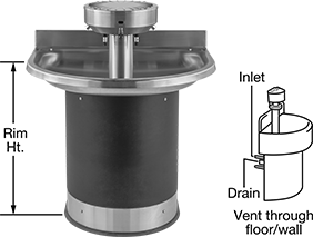 Image of Product. Front orientation. Contains Annotated. Wash Fountains. Touch-Free Wash Fountains, Style B.